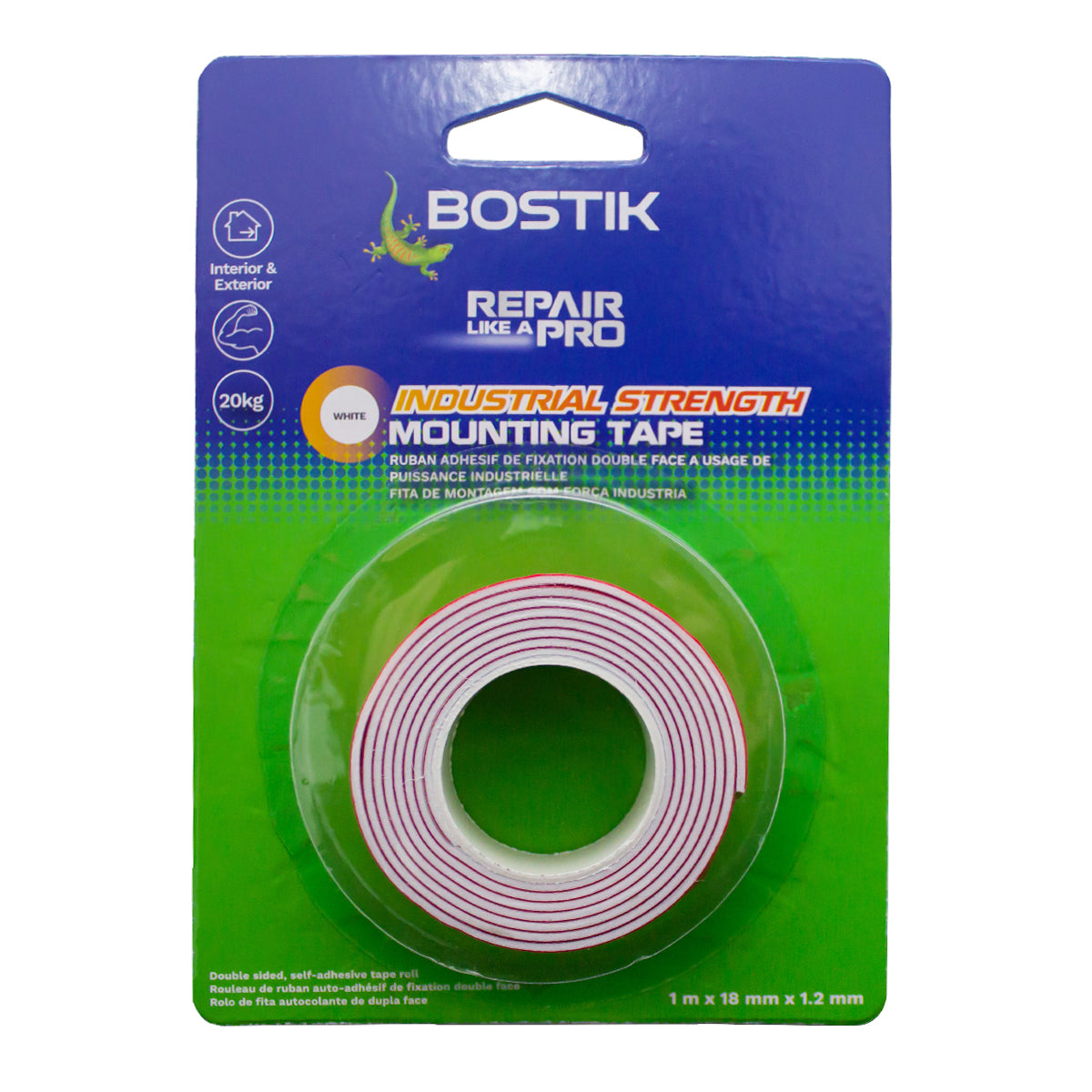 Bostik Indust Mounting Tape Roll 1 M X 18 Mm X 1.2 Mm