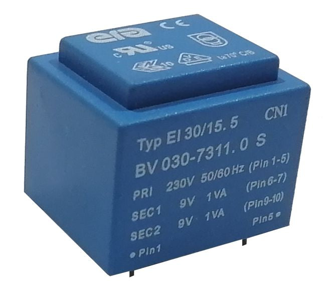 Pcb Transformer P=230 S=2x9 V 0.111 A 030 7311 0 *D*
