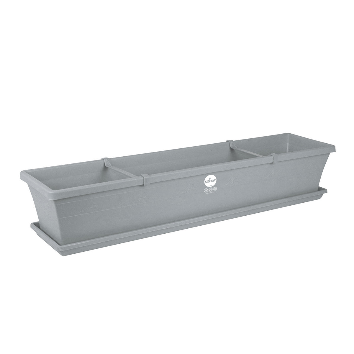 Sebor Sill Planter & Saucer & Clps 75 Cm Light Grey
