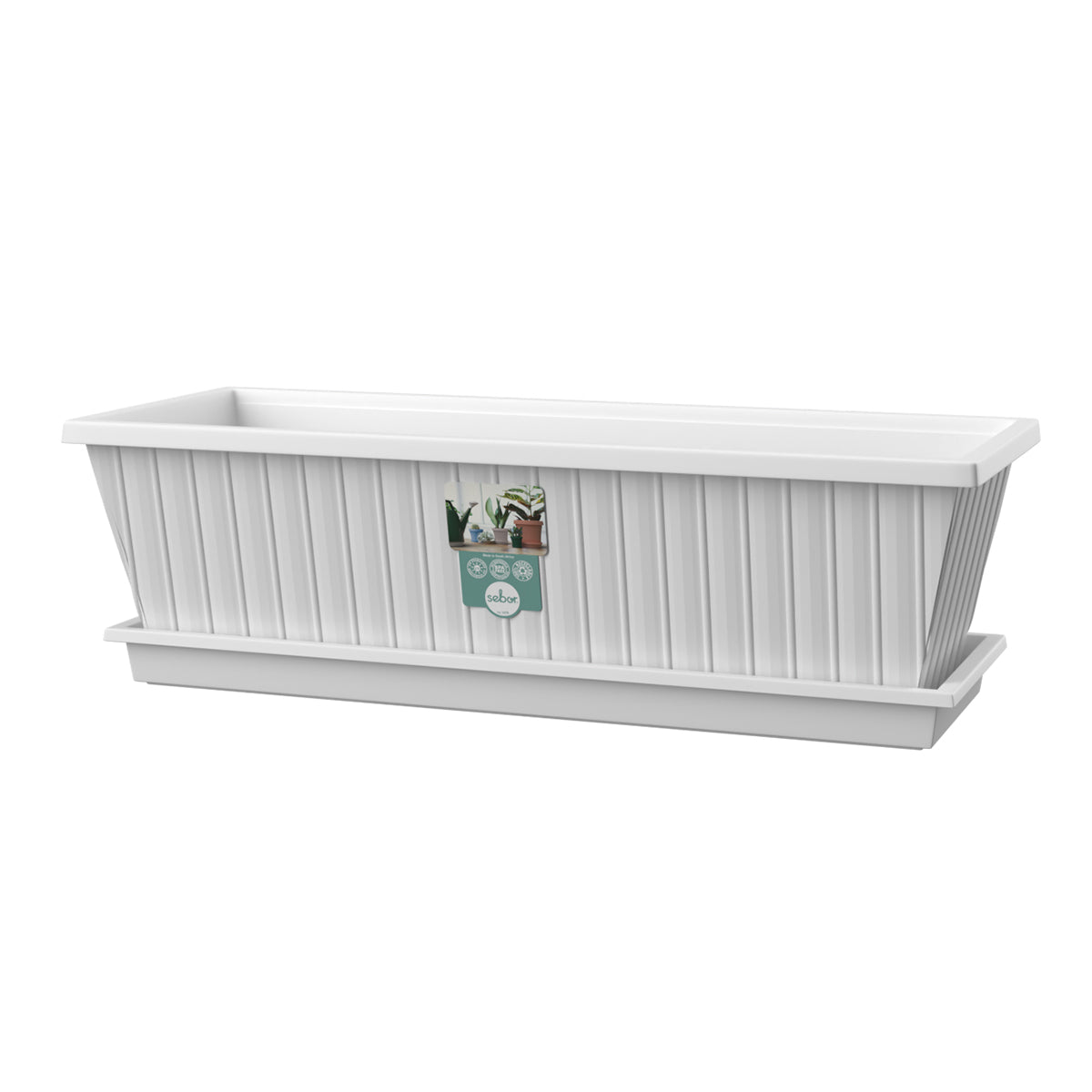 Sebor Sill Planter & Saucer Set 50 Cm White Water