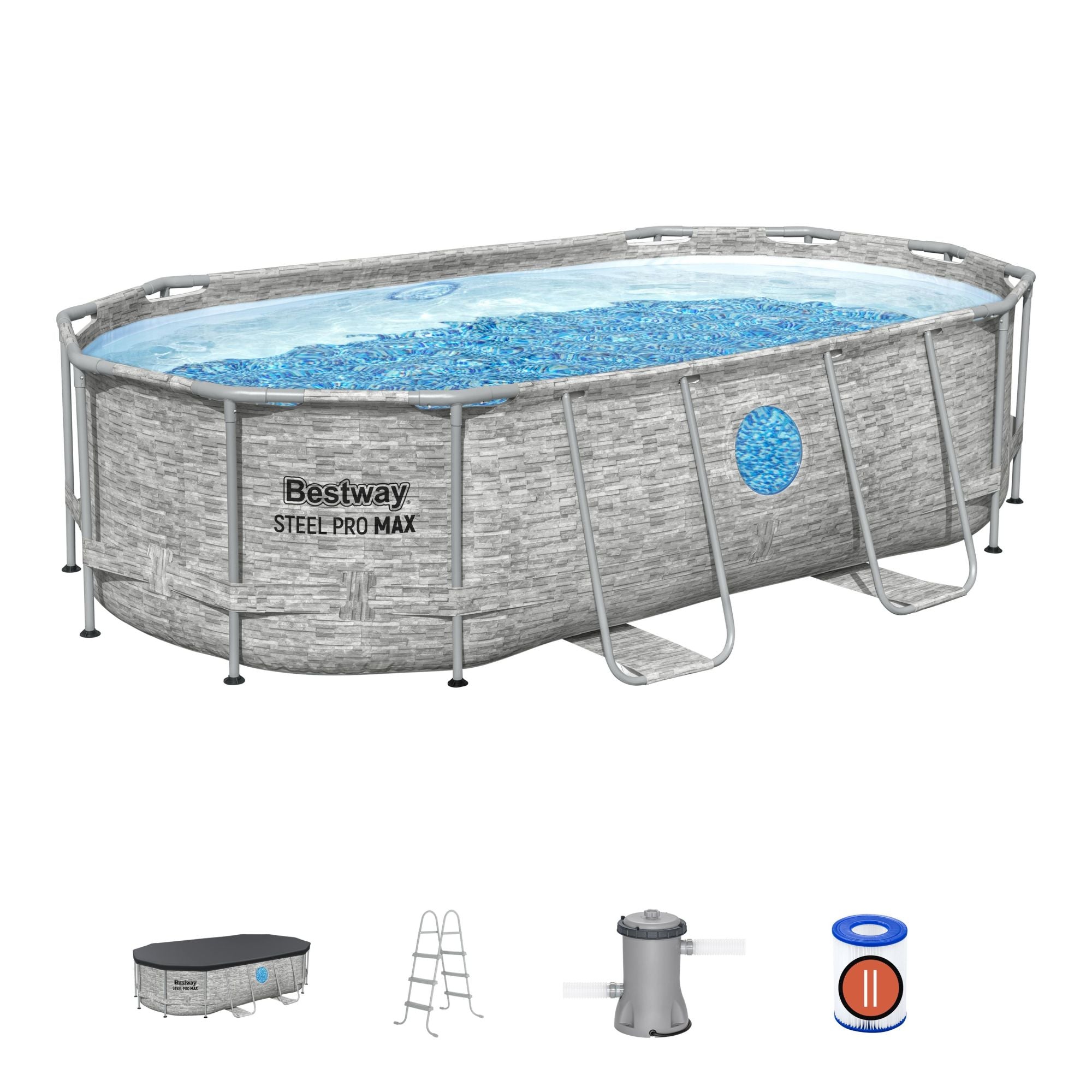 Bestway 4.27m X 2.50m X 1.00m Splashview Oval Pool Set = 7,250 L
