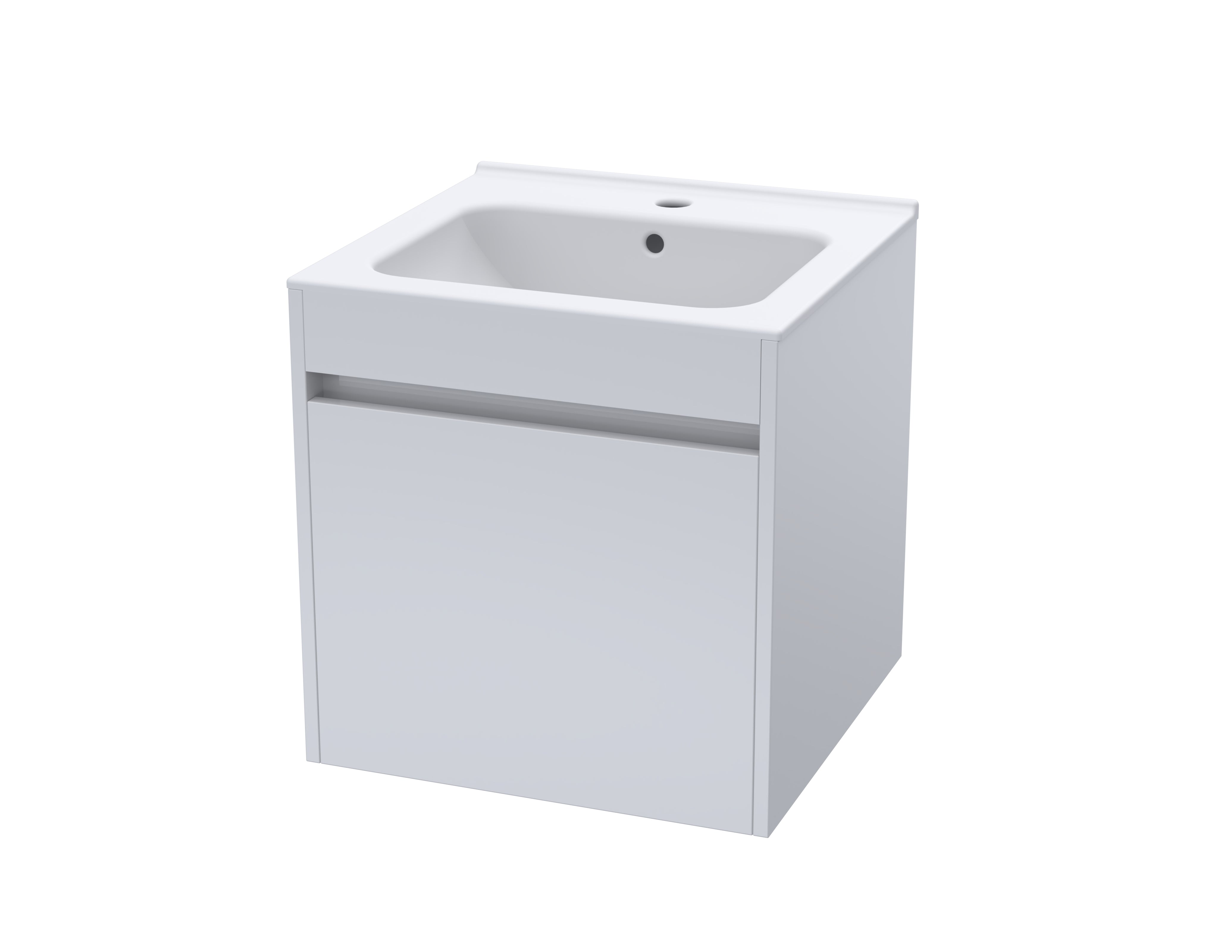 Lecico Zara Basin & Wall Hung Cabinet In High Gloss White 495 Mm 1 Door