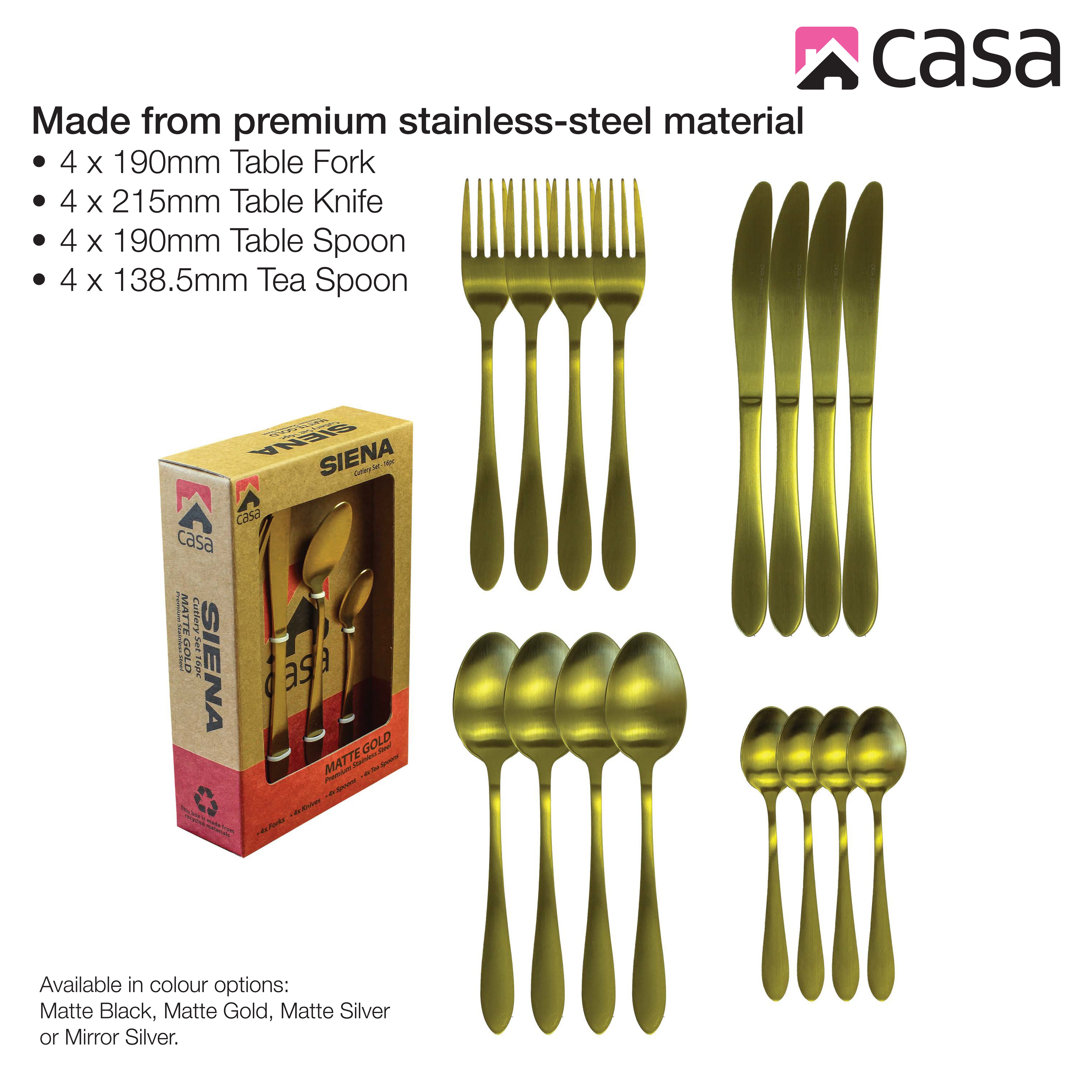 Casa Siena 16 Piece Cutlery Set | Steel