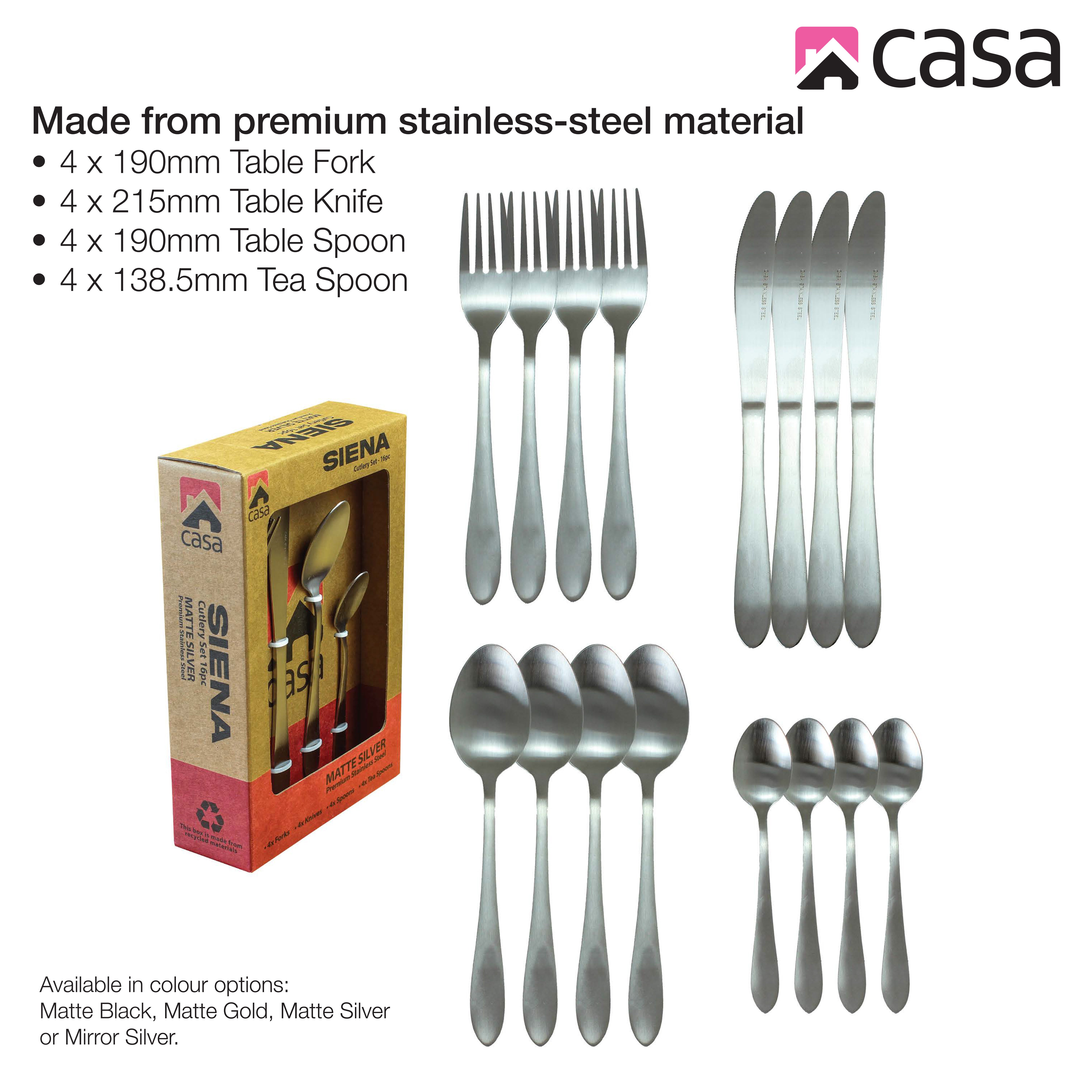 Casa Siena 16 Piece Cutlery Set | Steel
