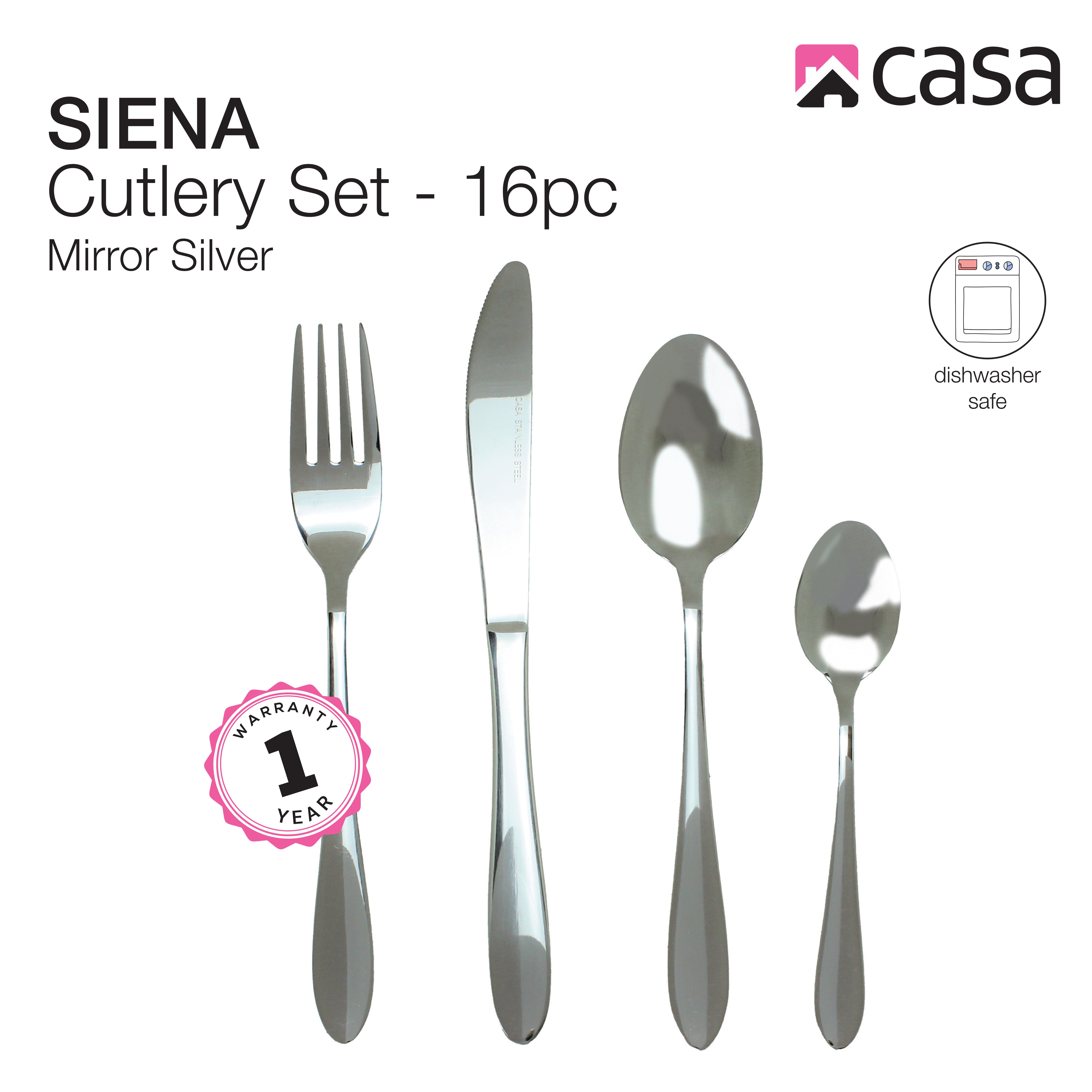Casa Siena 16 Piece Cutlery Set | Steel