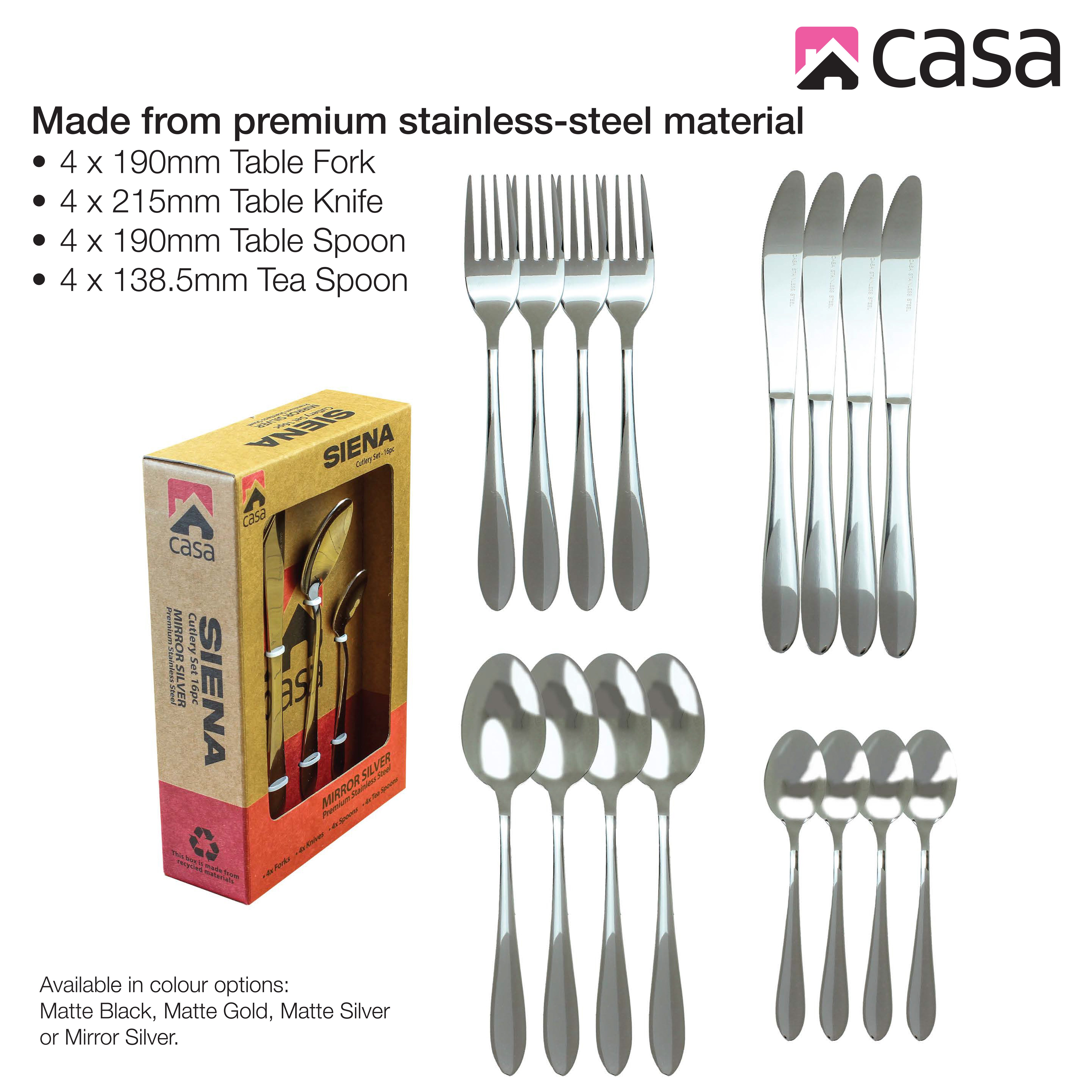 Casa Siena 16 Piece Cutlery Set | Steel