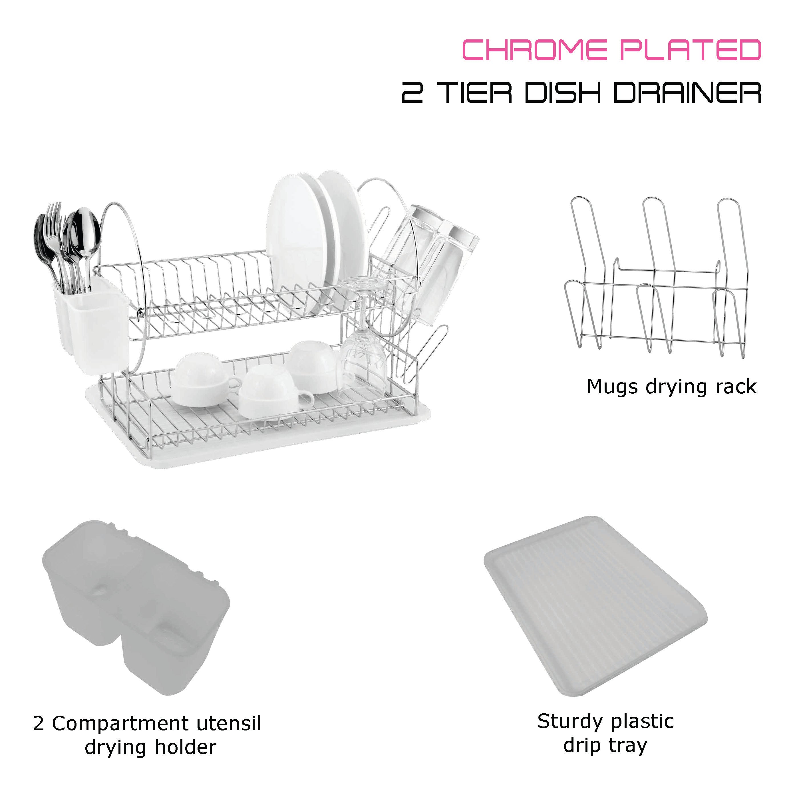 Dish Draining Rack 2 Tier Catania 202 Chrome Plated