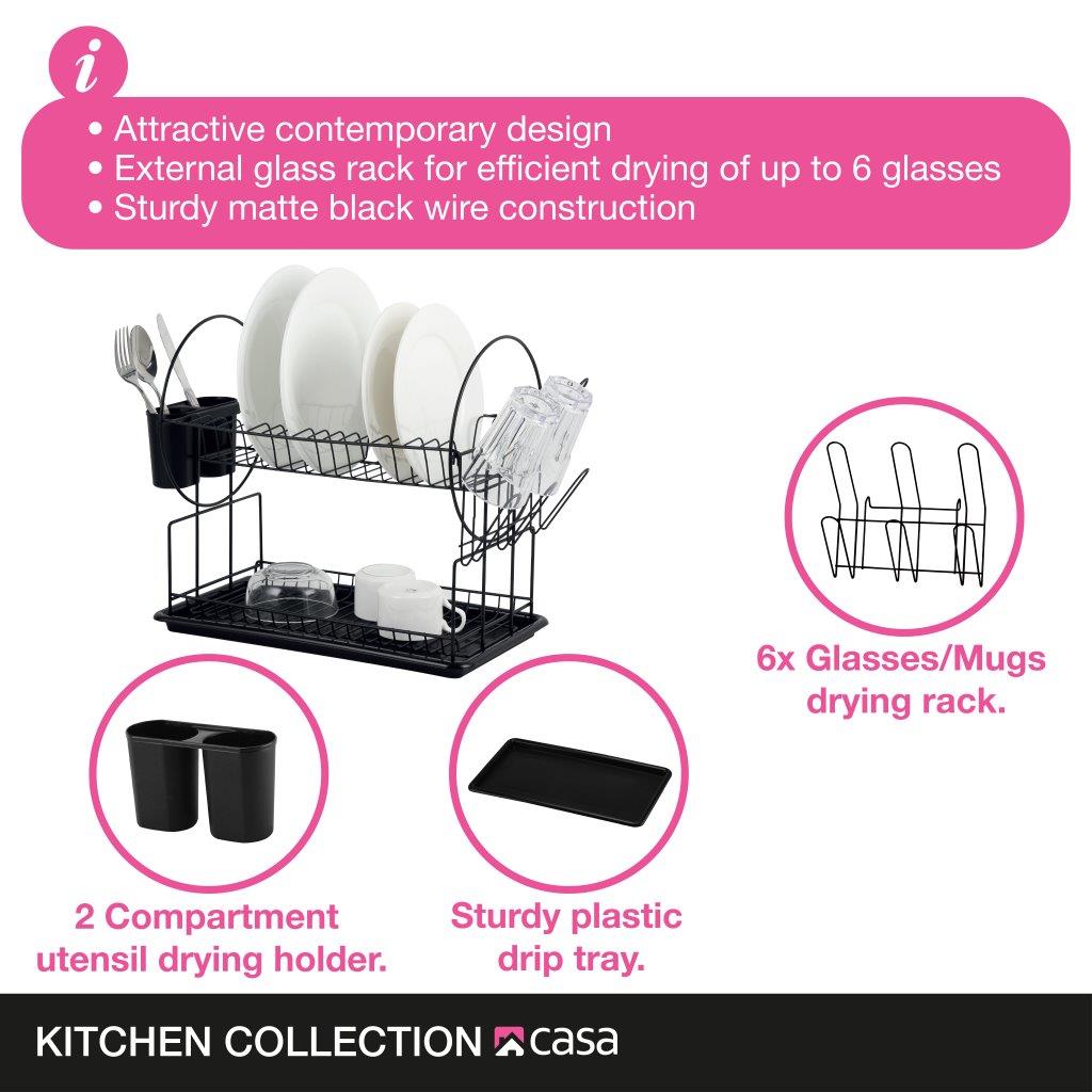 Dish Draining Rack 2 Tier Catania 203 Matt Black