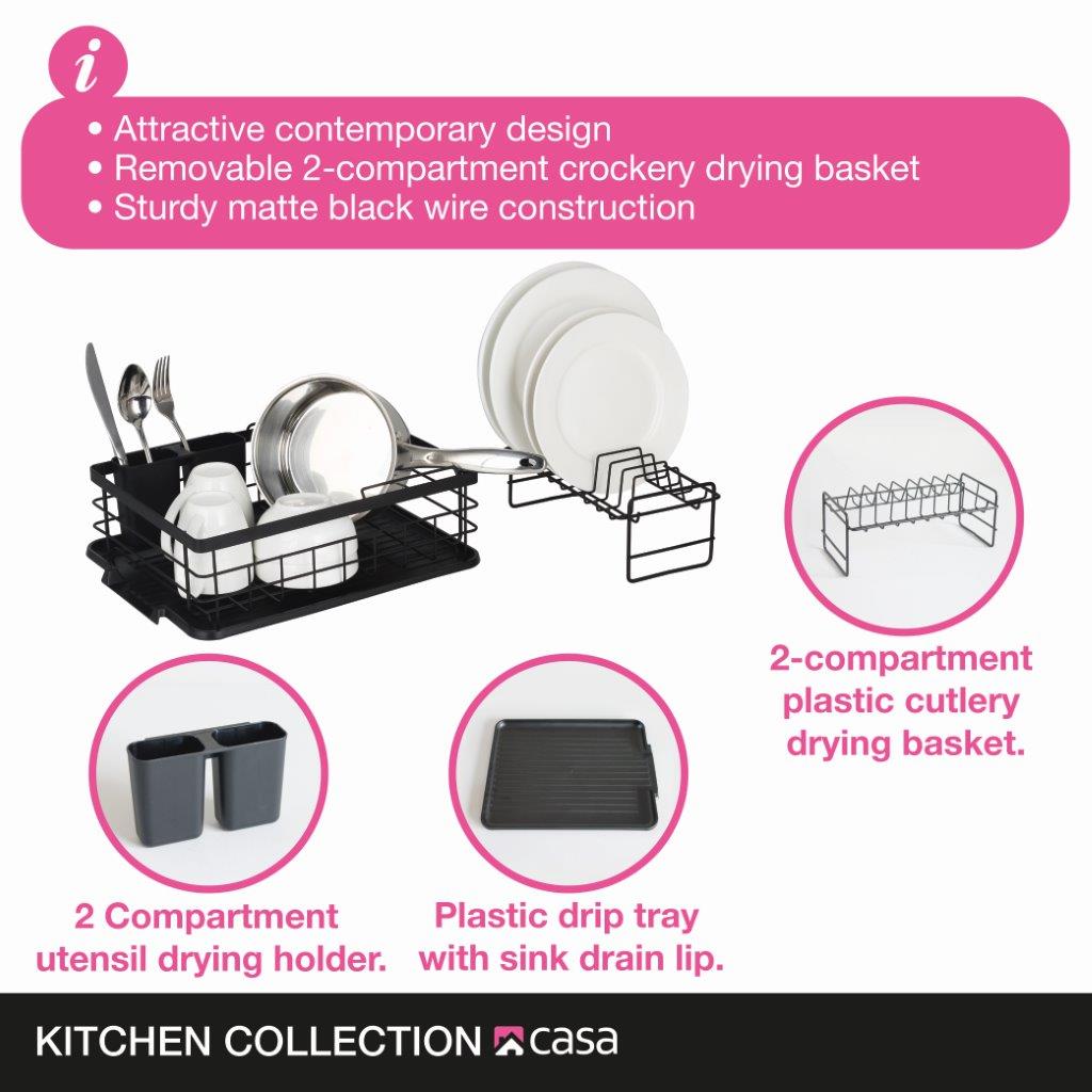 Dish Draining Rack 2 Tier Catania 401 Matt Black