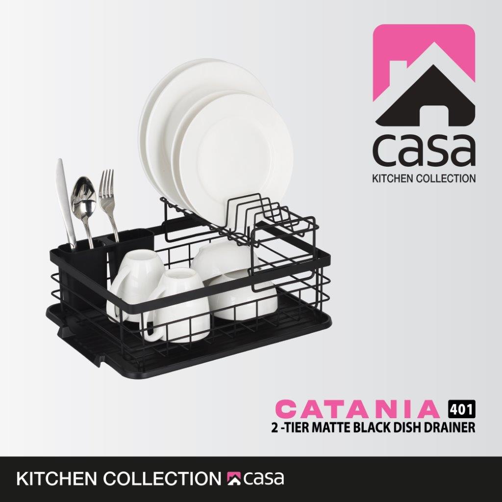 Dish Draining Rack 2 Tier Catania 401 Matt Black