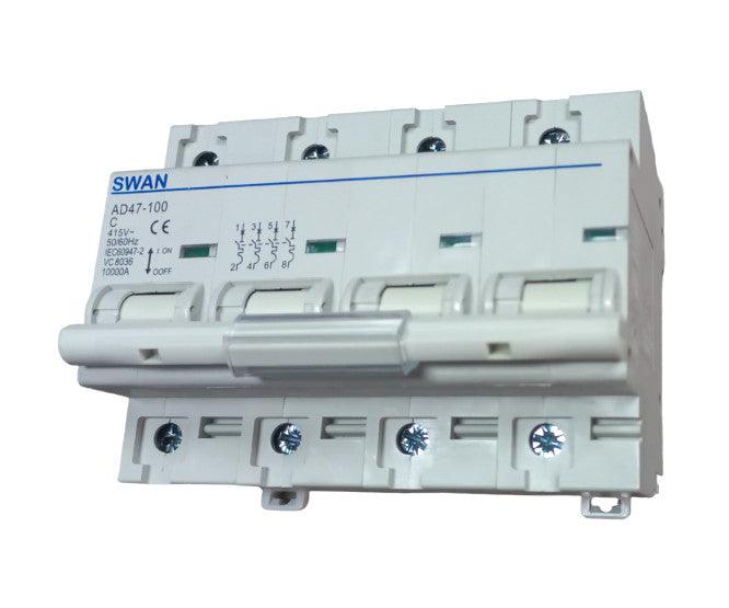 Circuit Breaker Din 80 A 4 P 10 Ka C Curve Cb Ad47 10480 - Livestainable.co.za
