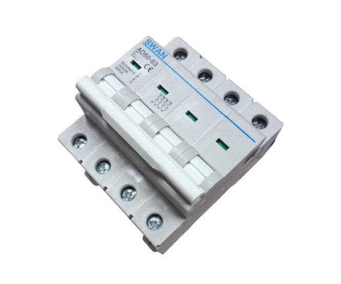 Circuit Breaker Din Rail Mount 63 A 4 P 6 Ka C Curve Cb Ad60 6463