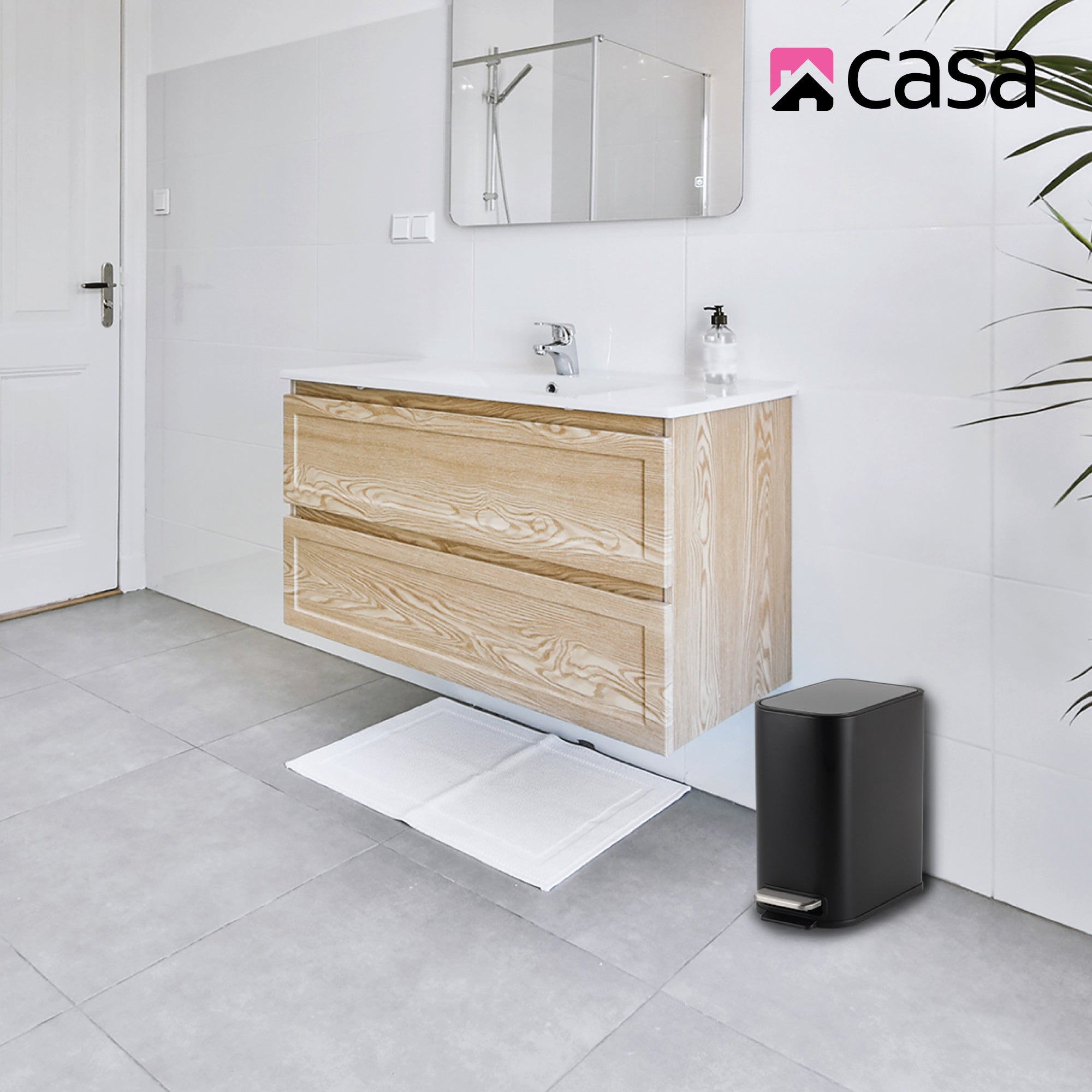 5 L Slimline Rectangle Steel Pedal Bin Matte Black Trento