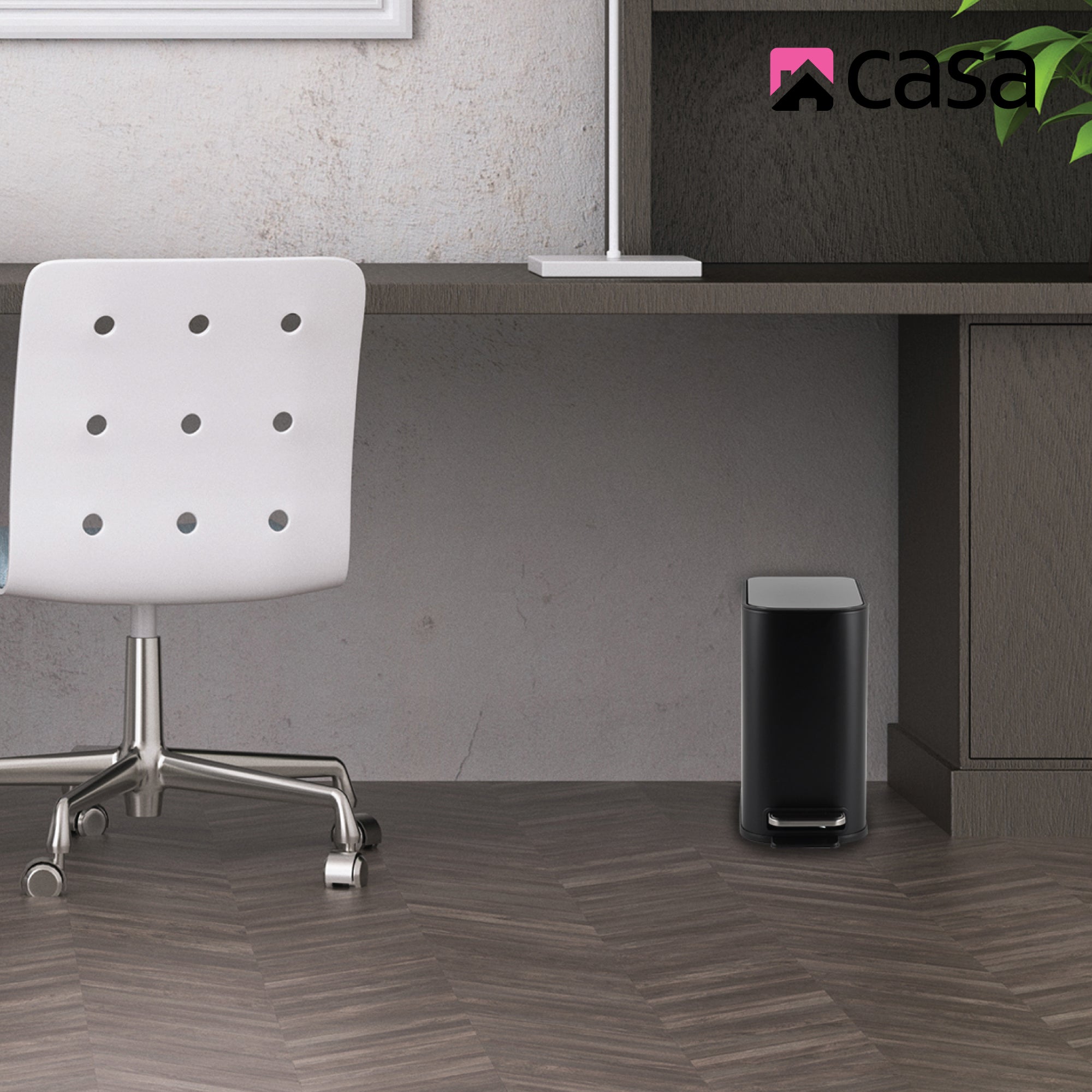 5 L Slimline Rectangle Steel Pedal Bin Matte Black Trento