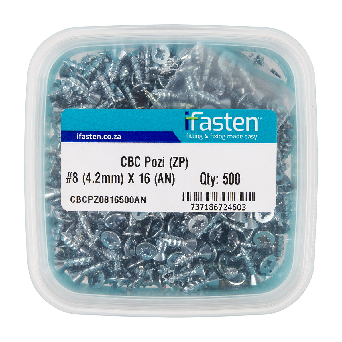 Ifasten Cbc Pozi No8 Zp 4.2 Mmx16 Mm 500 Pt + Bit