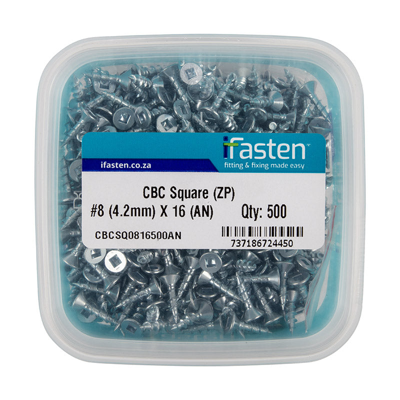 Ifasten Cbc Square No8 Zp 4.2 Mmx16 Mm 500 Pt + Bit