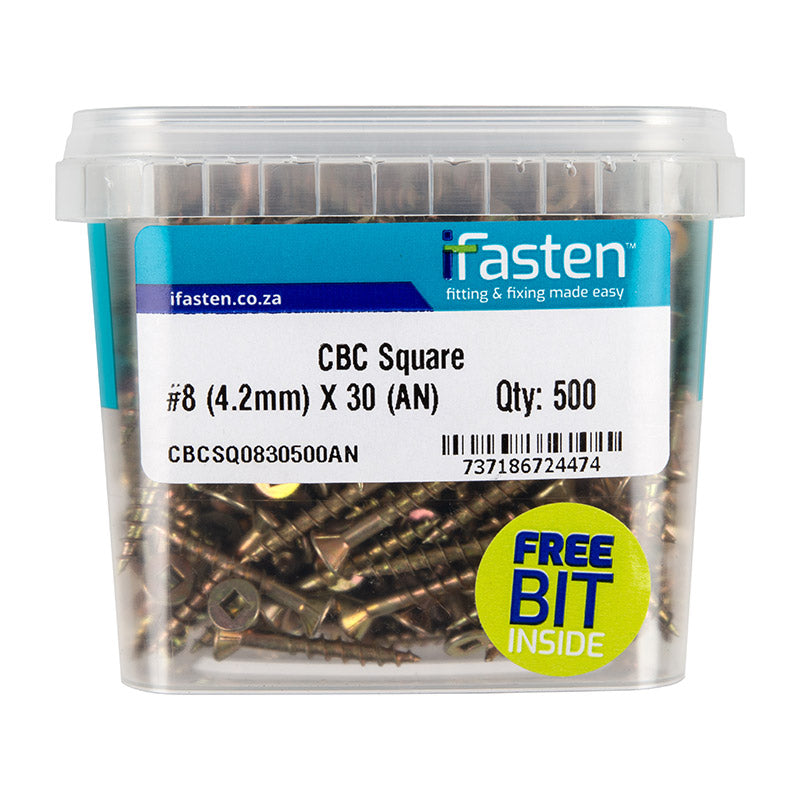 Ifasten Cbc Square No8 4.2 Mmx30 Mm 500 Pt + Bit