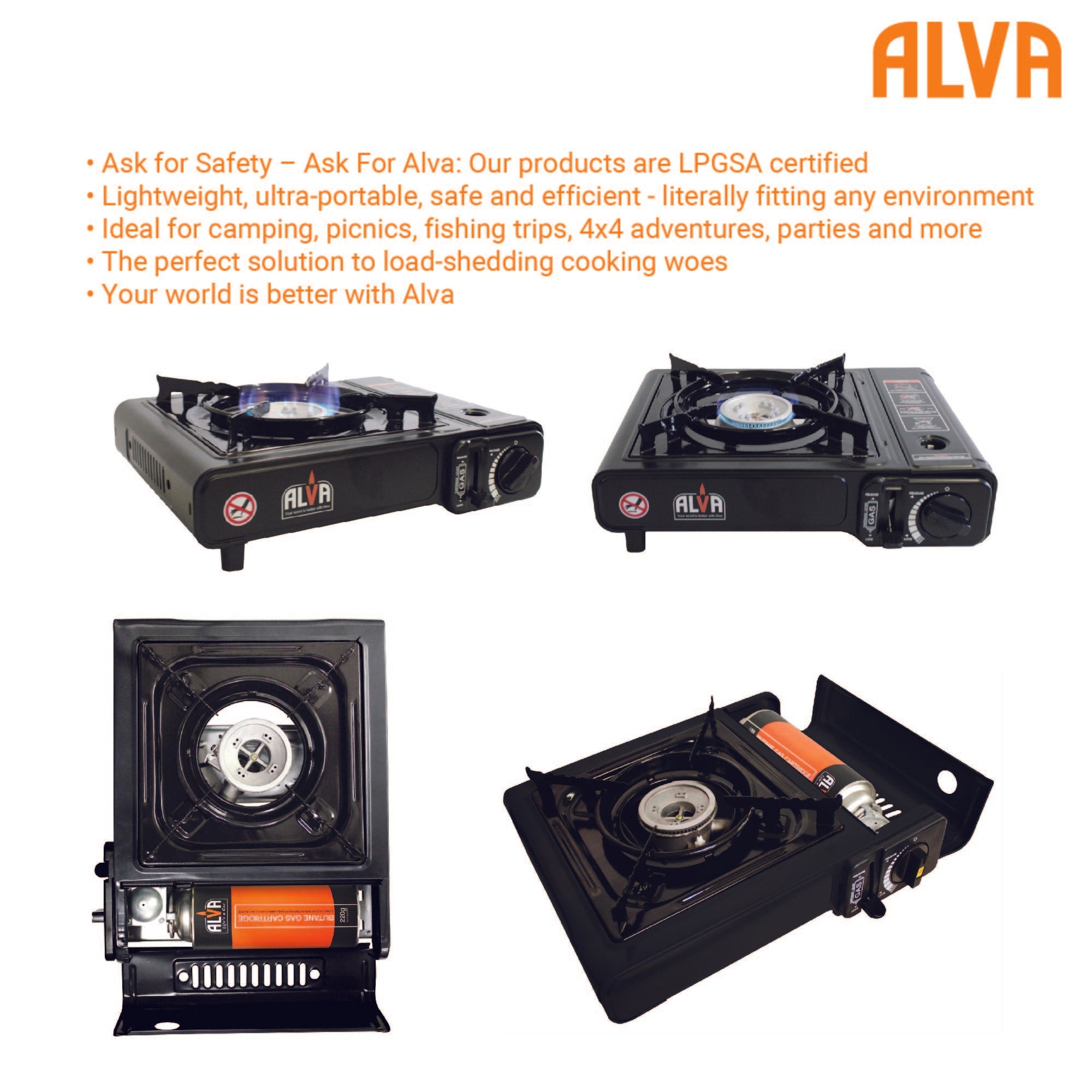 Single Burner Butane Gas Canister Stove + Carry Case 1 Plate