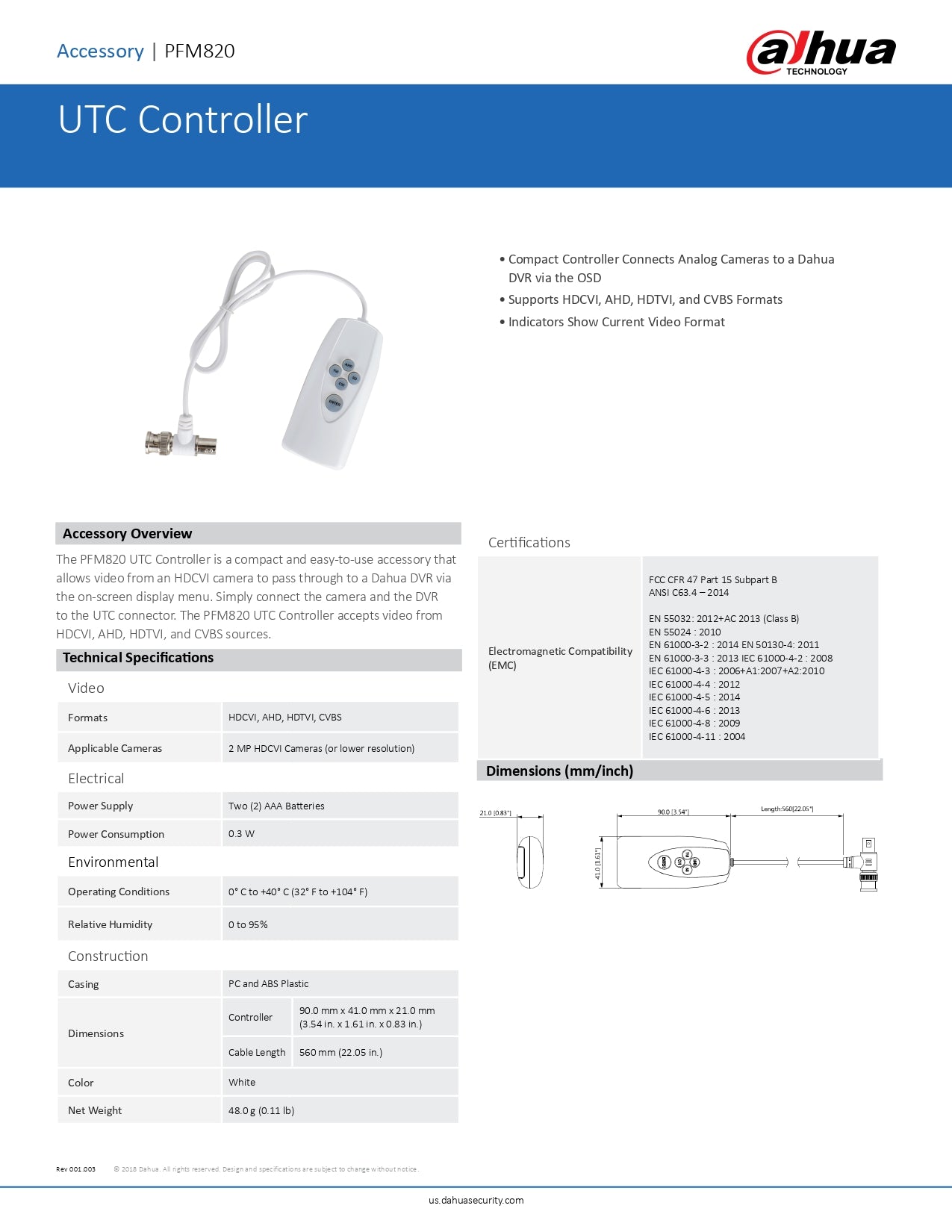Dahua 4 in 1UTC Controller