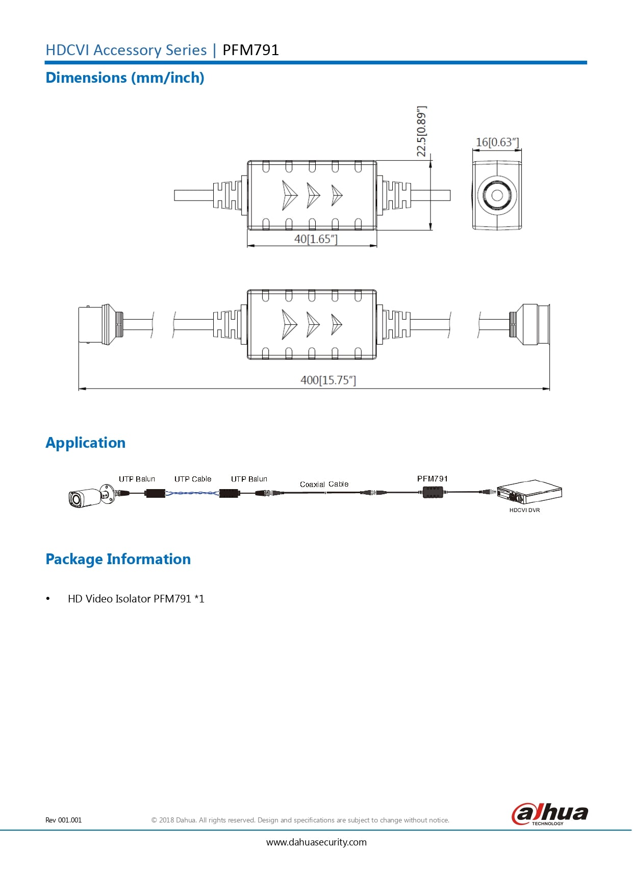 Dahua Video Ground Loop Isolator - HD, CVI