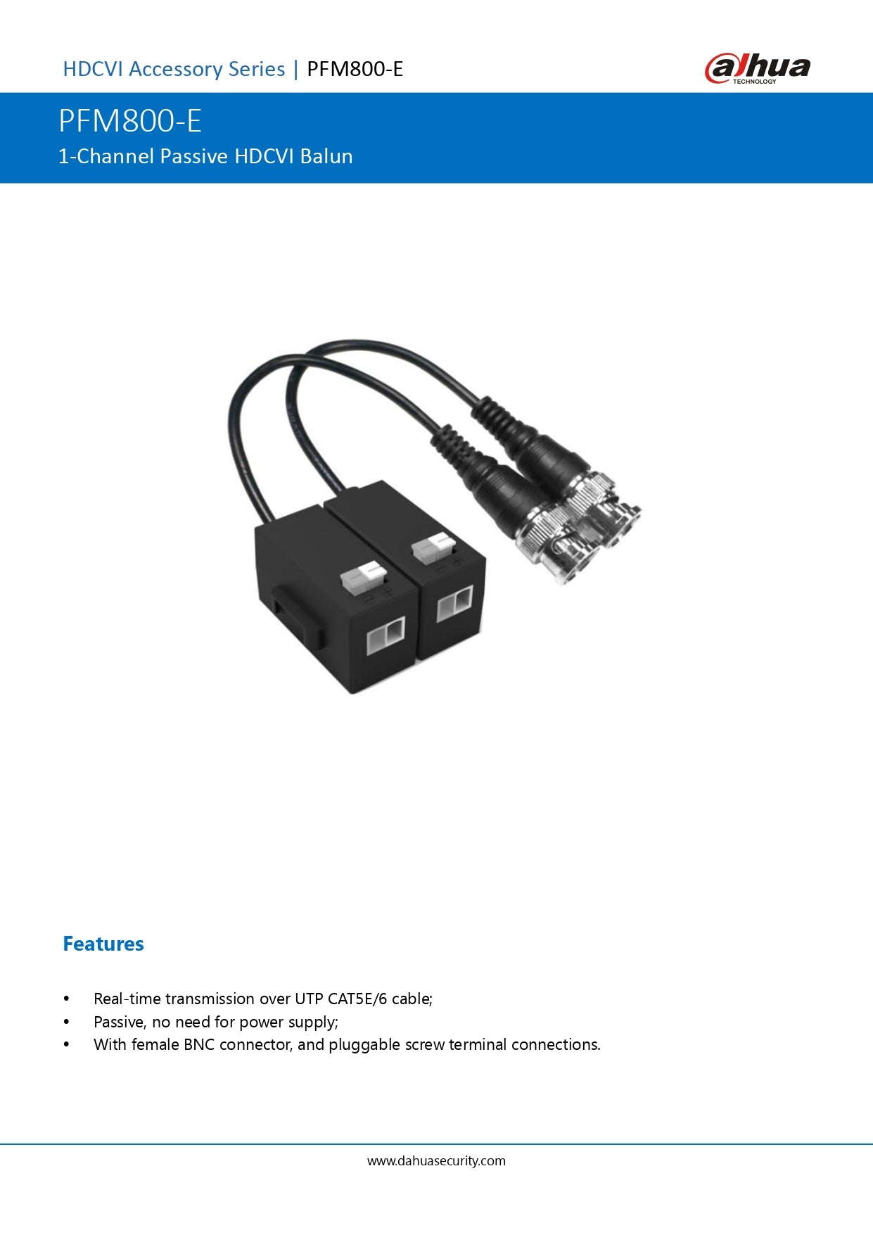 Dahua Passive Video HD Transceiver = Single Channel For AnALOGUE/CVI/AHD