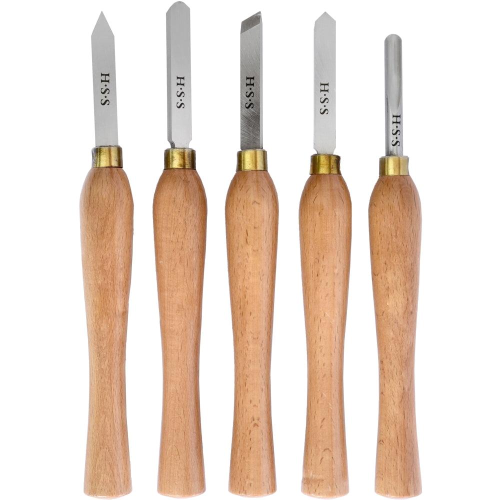Chisel Set Wood Turning 270 Mm Hss 5 Piece Wood Case - Livestainable.co.za