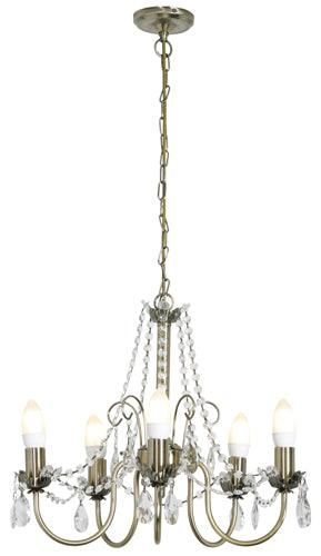 5 Lt Chandelier 480mm Antique Brass - Livestainable.co.za