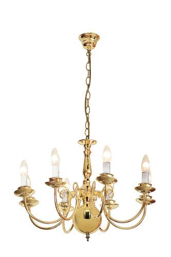 Flemmish 8 Lt Chandelier 620mm P/Brass - Livestainable.co.za