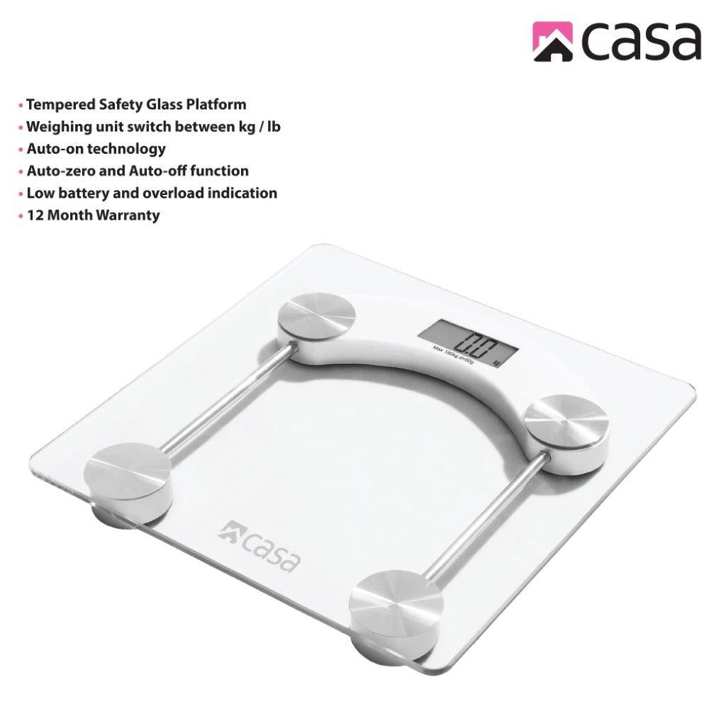 Digital Bathroom Scale Glass Platform Clear Square Rounded Corners