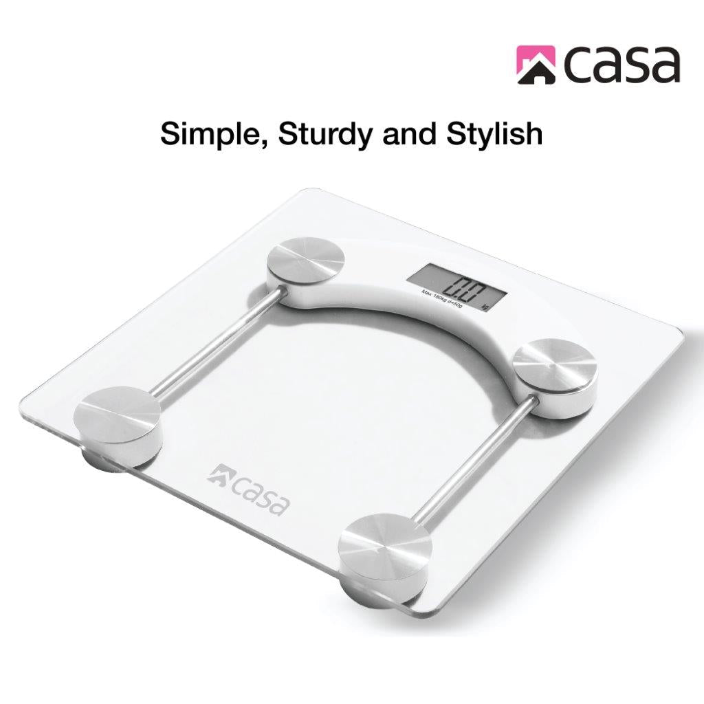 Digital Bathroom Scale Glass Platform Clear Square Rounded Corners