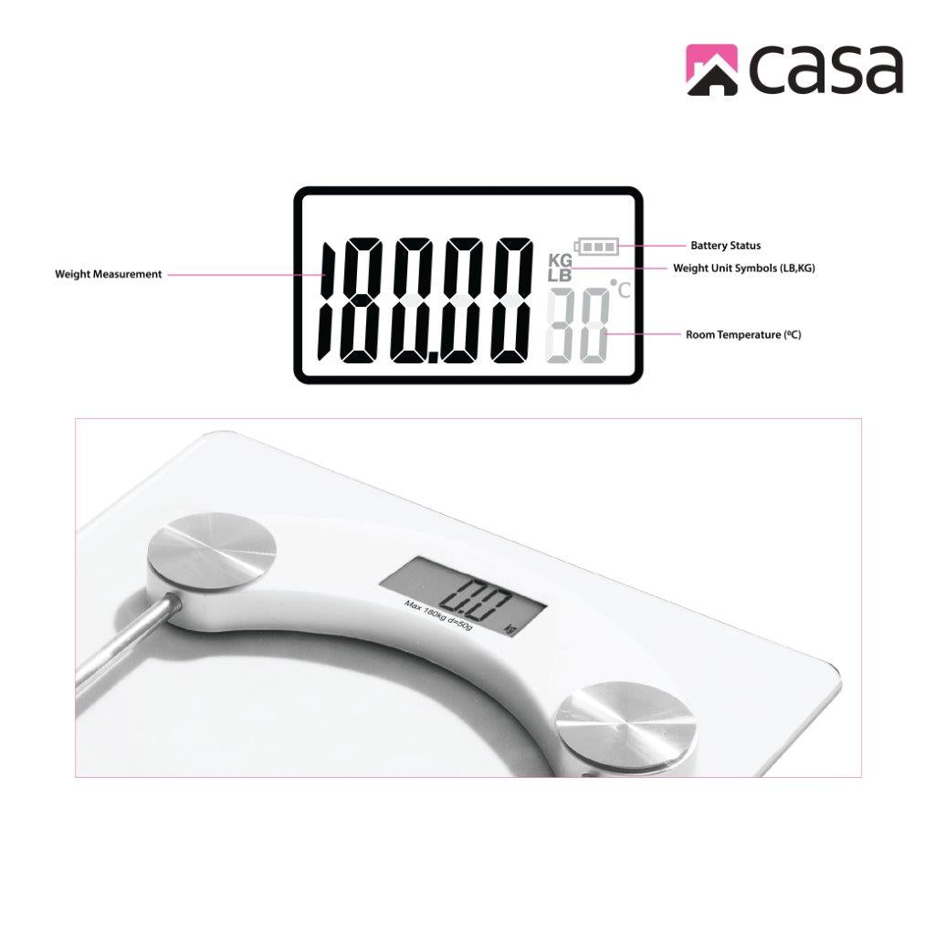 Digital Bathroom Scale Glass Platform Clear Square Rounded Corners