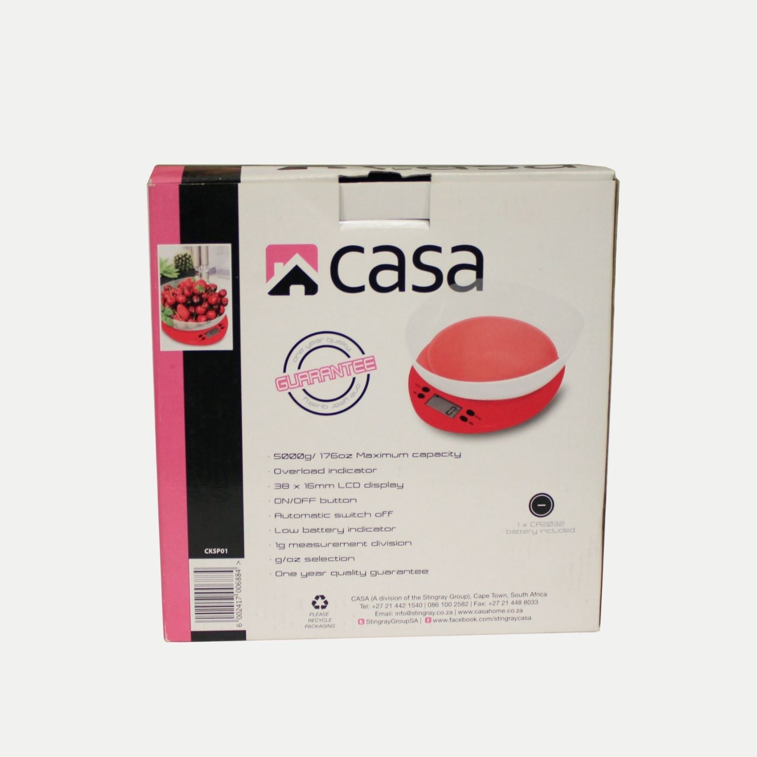 Kitchen Digital Scale Red With Clear Plastic Bowl