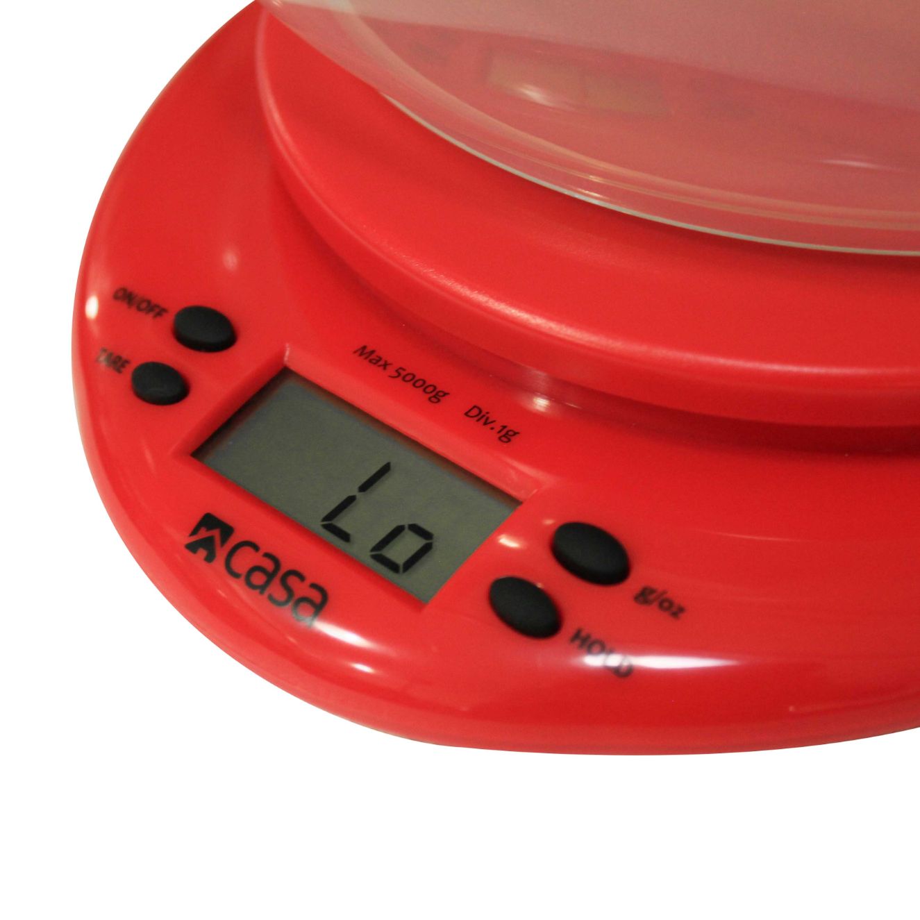 Kitchen Digital Scale Red With Clear Plastic Bowl