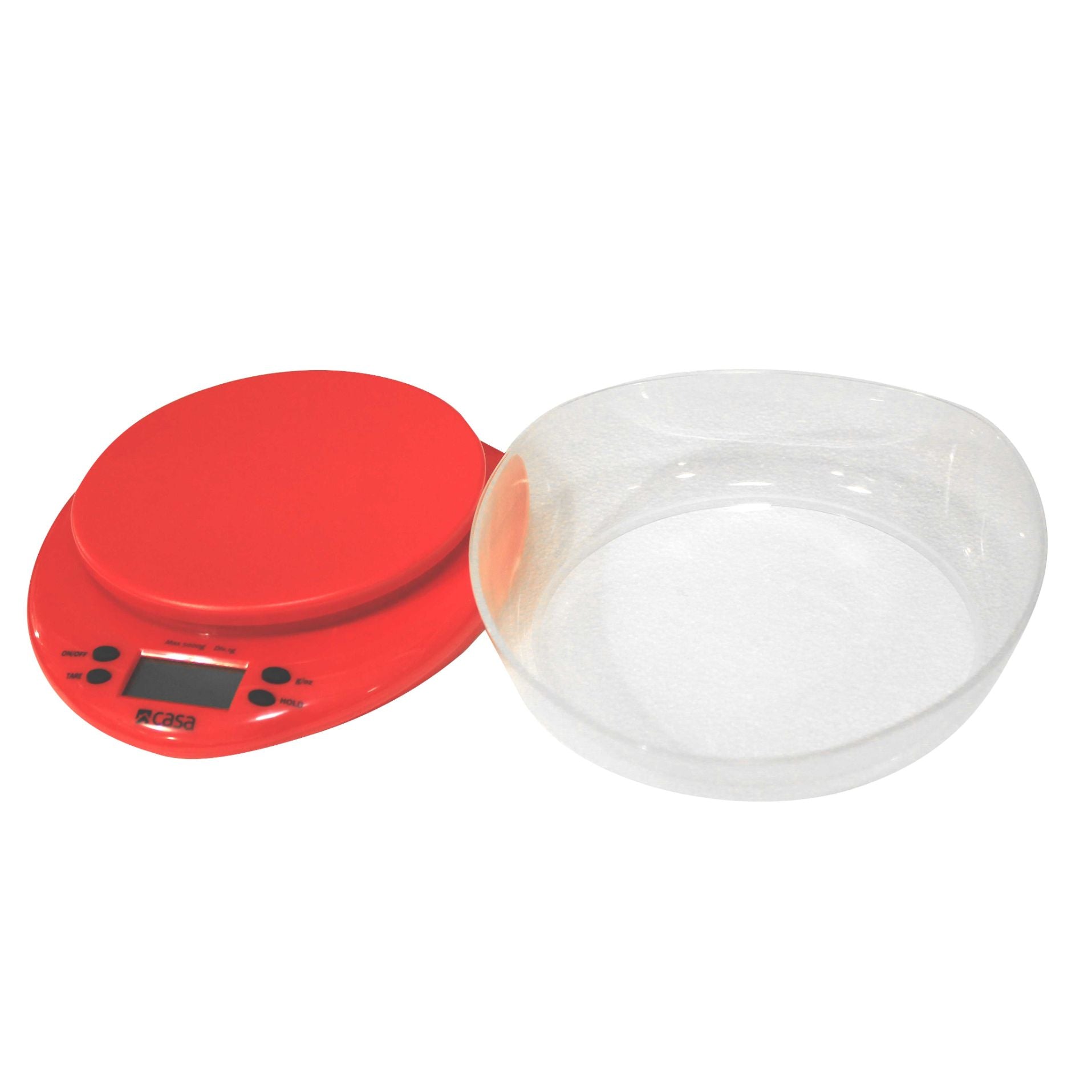 Kitchen Digital Scale Red With Clear Plastic Bowl