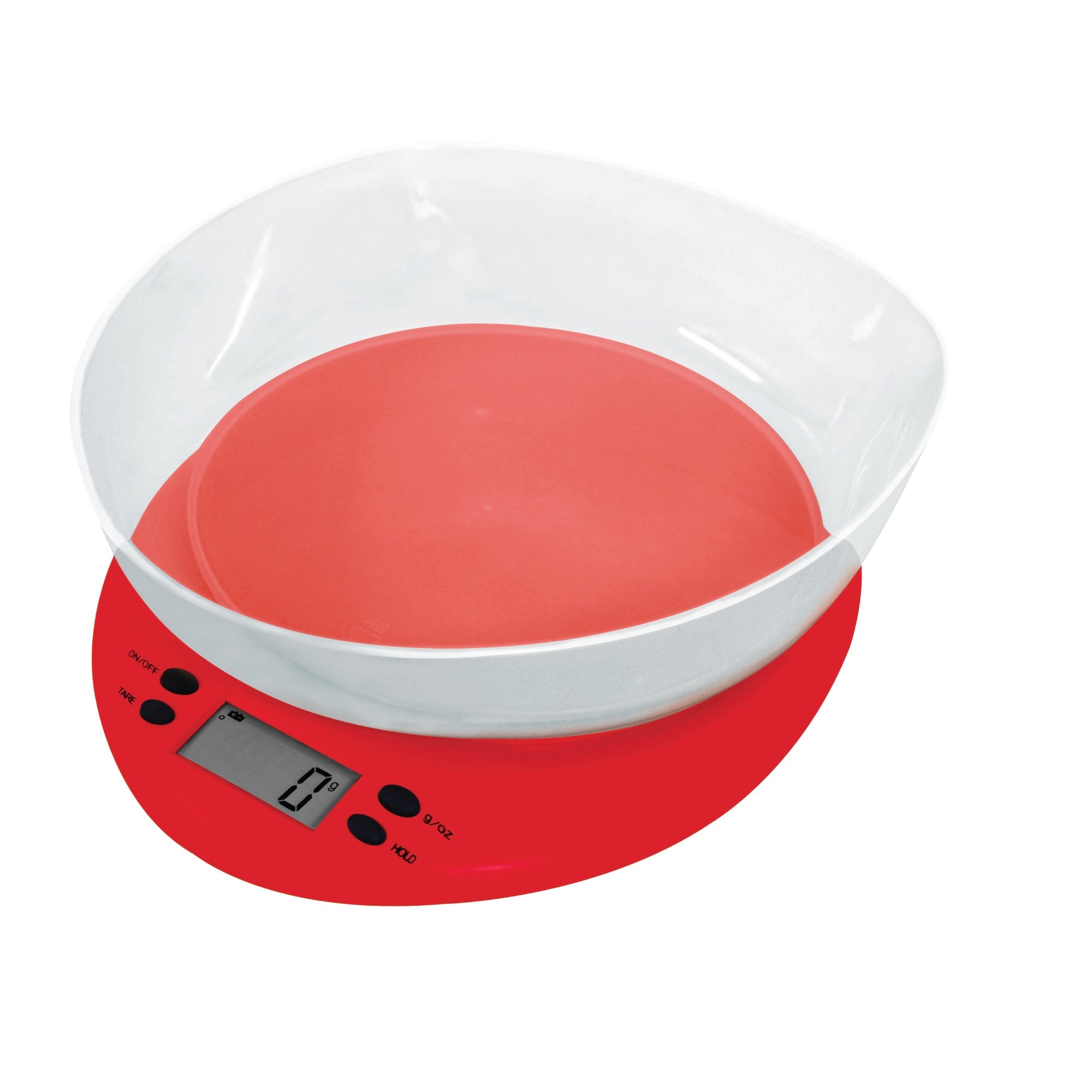 Kitchen Digital Scale Red With Clear Plastic Bowl