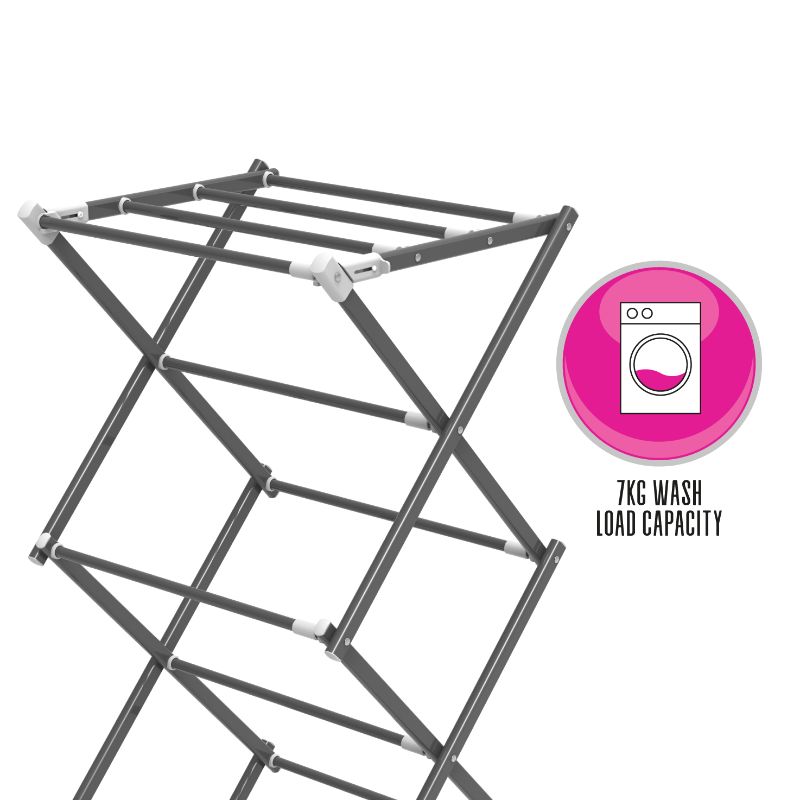 3 Tier Clothes Drying Stand | Metal | 7.5m Space | Foldable & Expandable | Grey