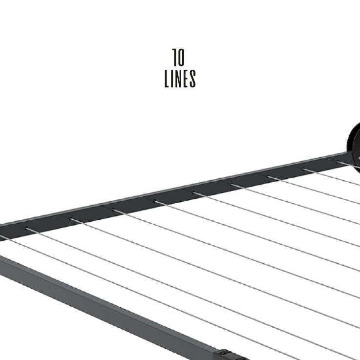 10 Line Single Fold Down Wall Mounted Clothesline 22 M
