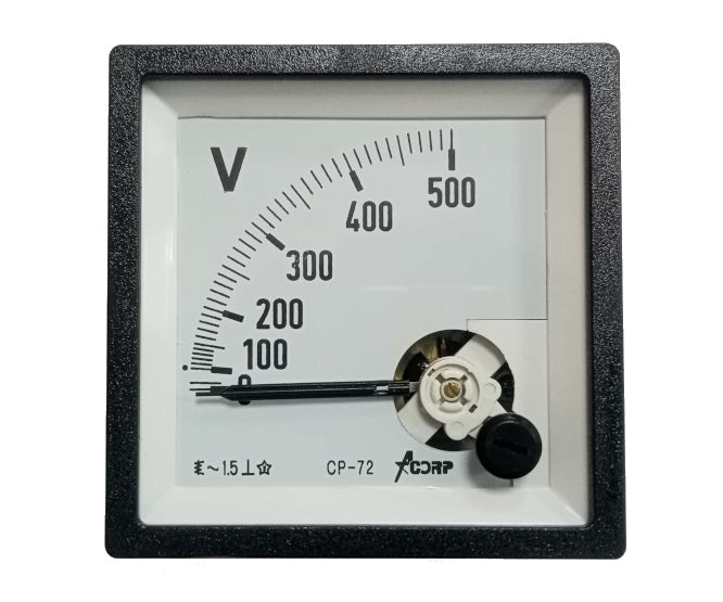 Voltmeter 72mm 0 500 Vac Cp 72 Ac 500 V