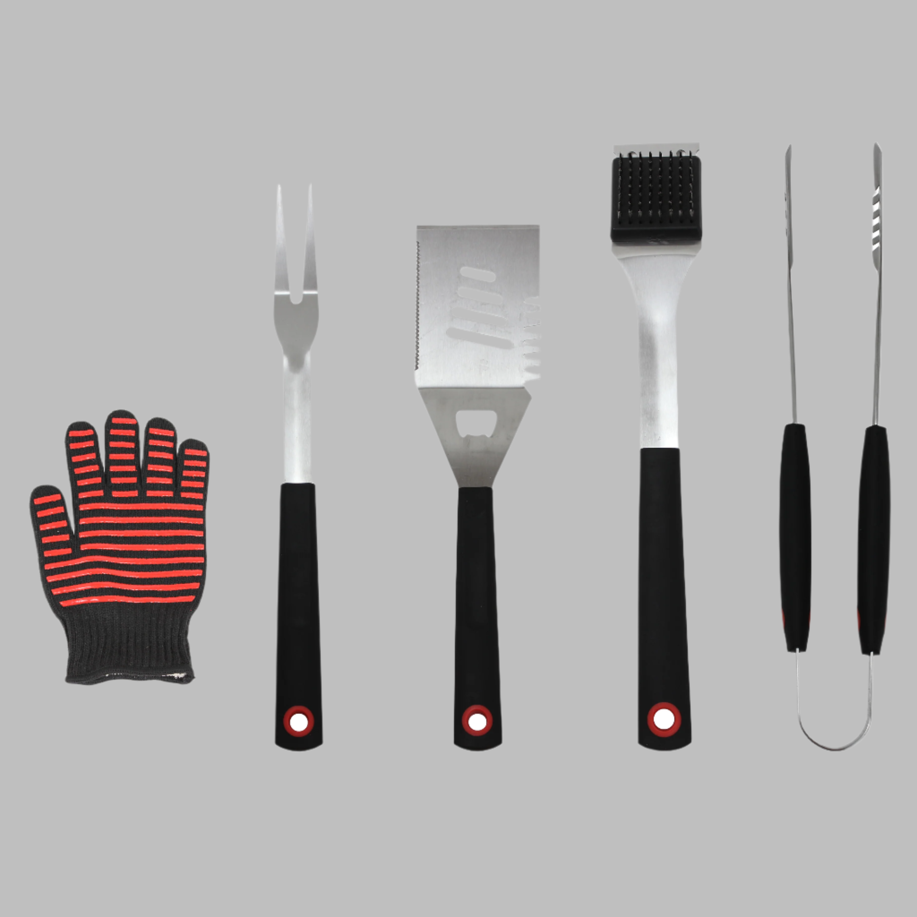 5 Pc Bbq / Braai Tool Set With Case