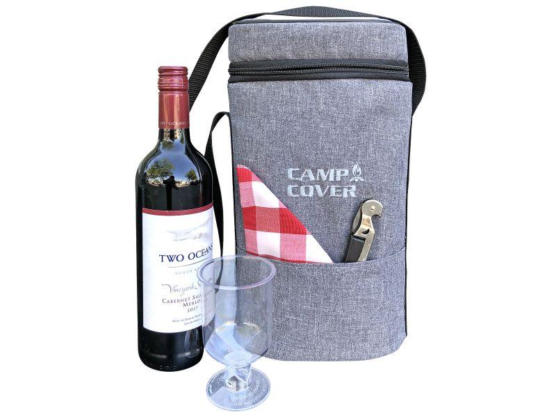 Camp Cover Cooler Two Bottle Wine Cotton Light Grey - Livestainable.co.za