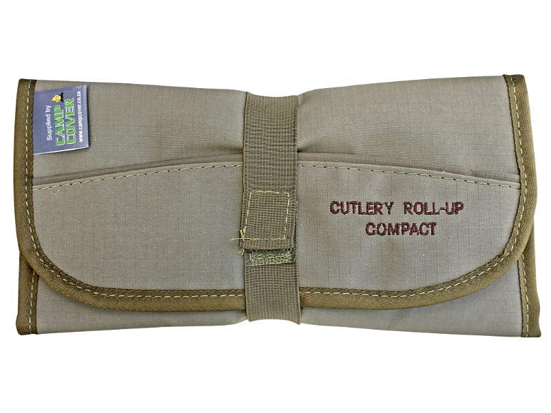 Camp Cover Cutlery Roll-Up Compact 4-Set Ripstop Kitted Khaki - Livestainable.co.za