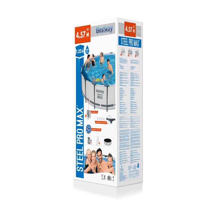 Bestway 4,57m X 1,22m Steel Pro Max Frame Pool Set Grey 16,015 L