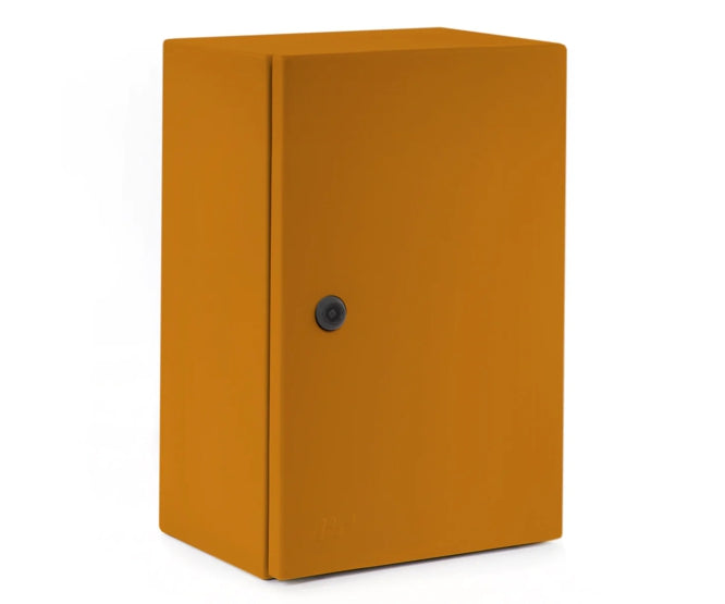 Steel Enclosure Orange Lockable 1 Key Hole 400x300x250mm Encl Xjbs 43/250