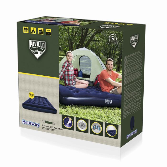 Bestway 191cm X 137cm X 28cm Pavillo Airbed Double Built In Foot Pump
