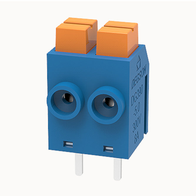 Spring Loaded Pcb Terminal Block 2 W P=5mm Blue Dg390 5.0 02 P 12 00 Z(h)