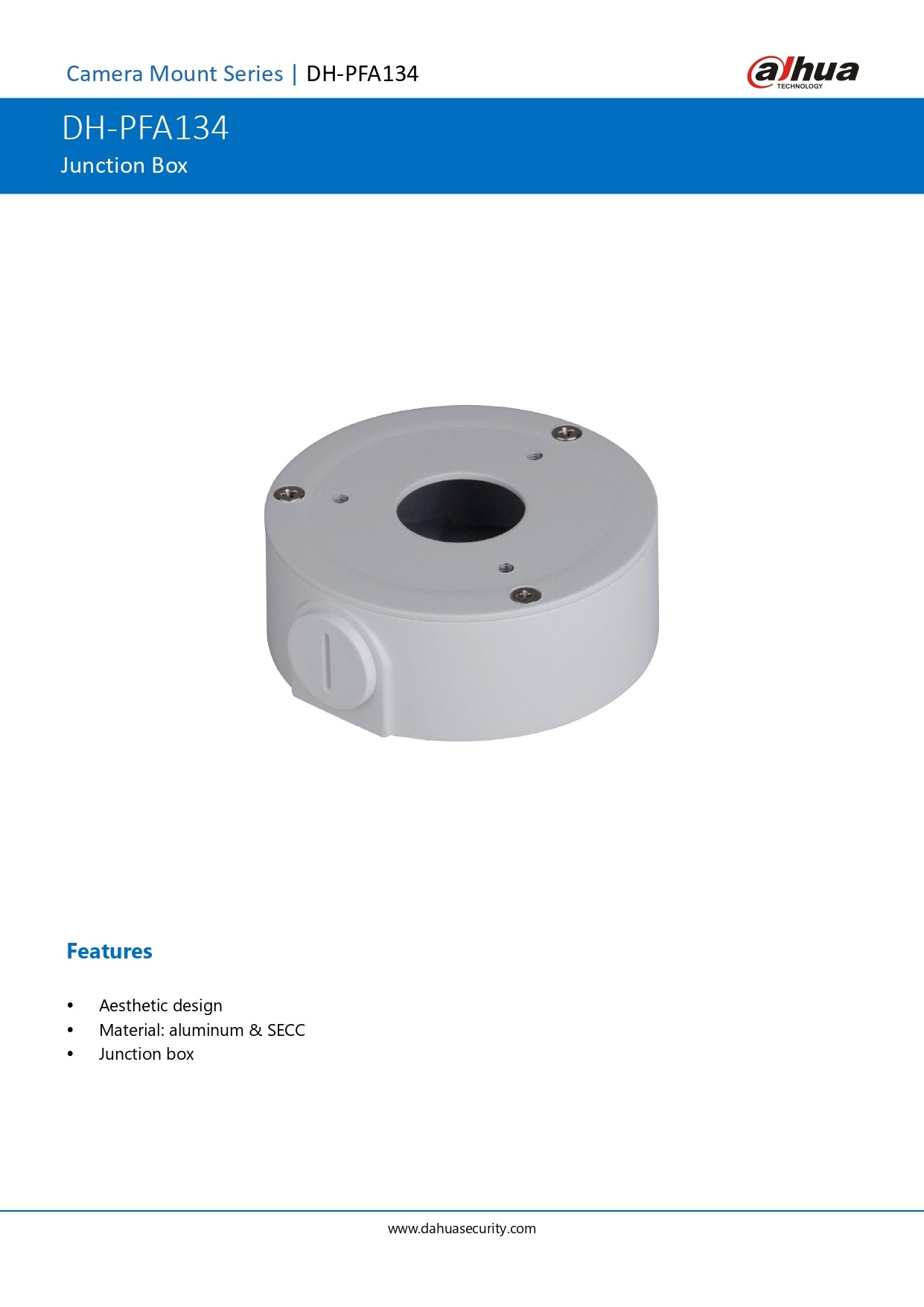 Dahua 122MM Junction Box For Dome Camera