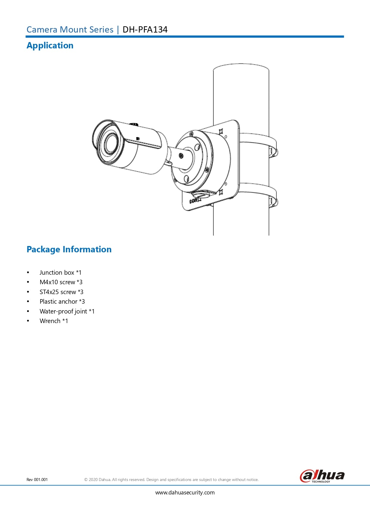Dahua 122MM Junction Box For Dome Camera