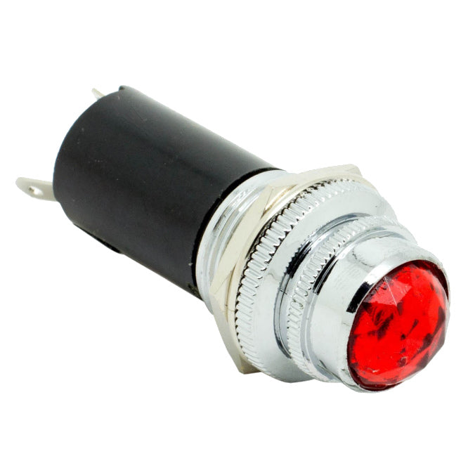 16 Mm Indicator Light Red Top 6.3 V E10 A Led Plastic Chrome Dr016