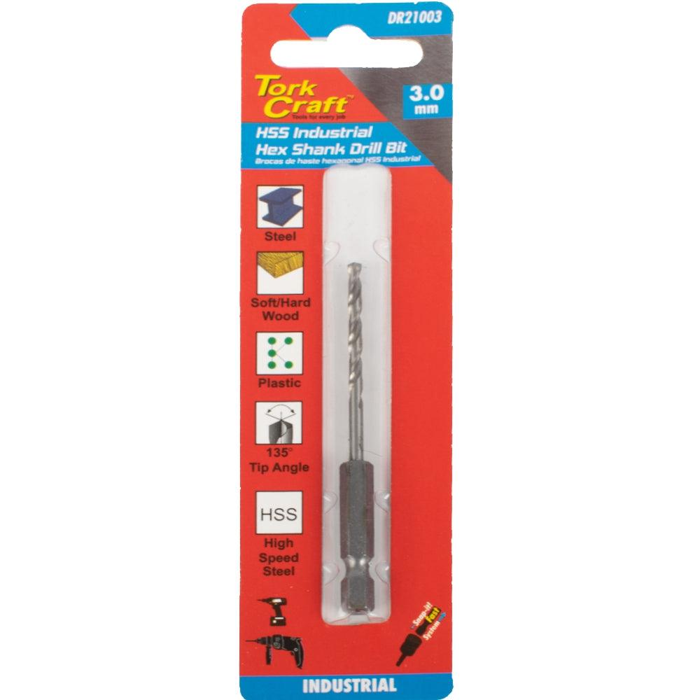 Drill Hss 3.0 Mm 135 Deg 1/Card Hex Shank Industrial Bit - Livestainable.co.za