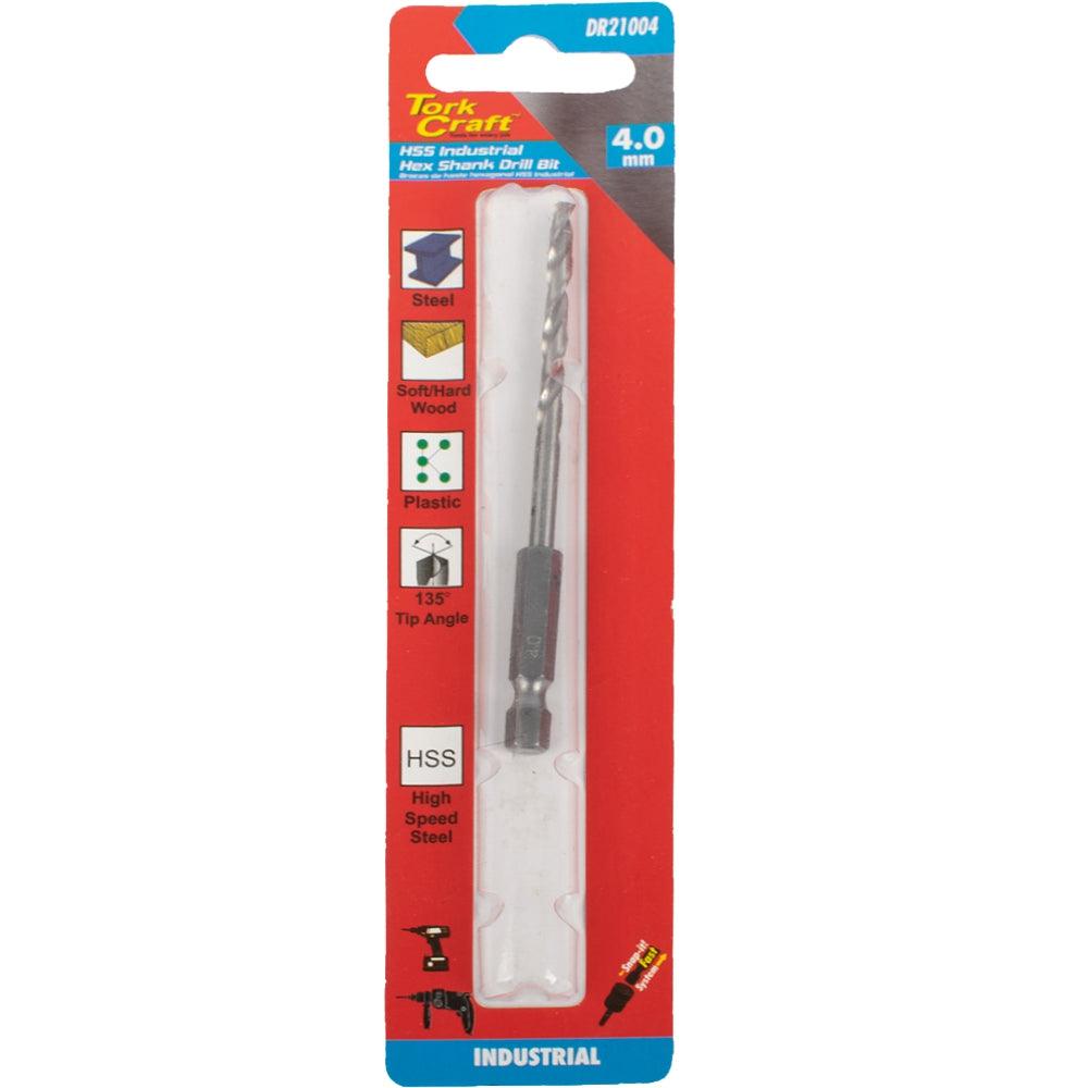 Drill Hss 4.0 Mm 135 Deg 1/Card Hex Shank Industrial Bit - Livestainable.co.za